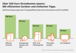 Stromkosten sparen mit effizienten Haushaltsgeräten, Grafik: Initiative EnergieEffizienz / dena