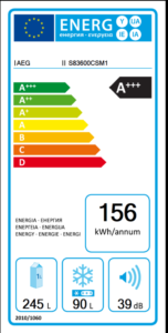 Energielabel der freistehenden Kühö- & Gefrierkombination AEG S83600CSM1, Grafik: AEG