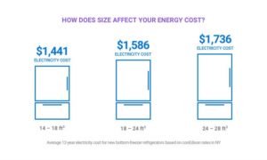 Vergleich der Energiekosten unterschiedlich großer Kühlschränke, Grafik: Enervee